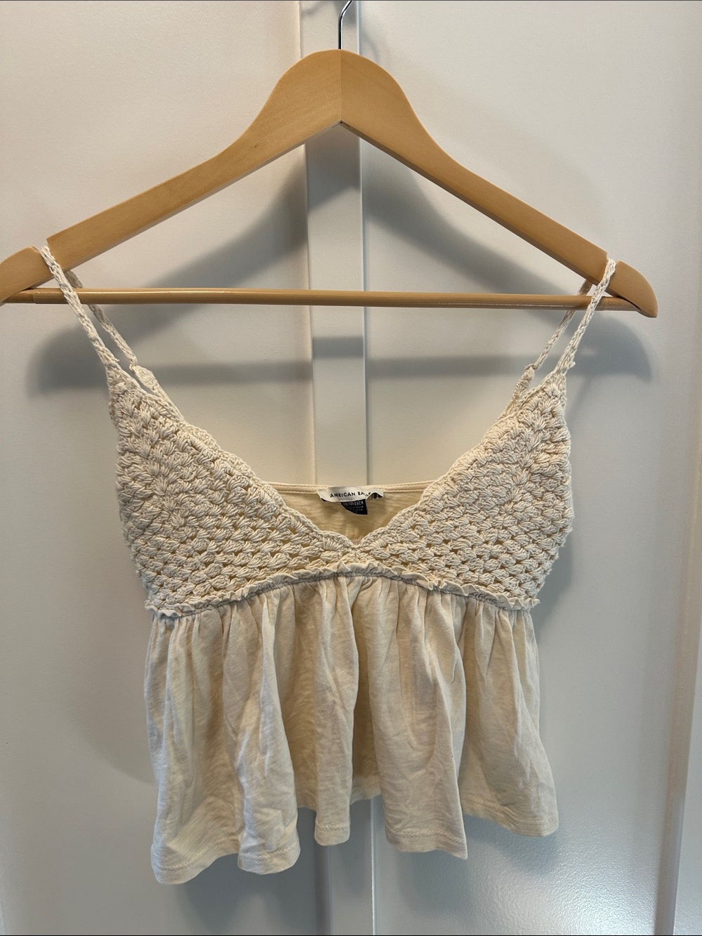 American Eagle Outfitters Cream Crochet Bustier Camisole